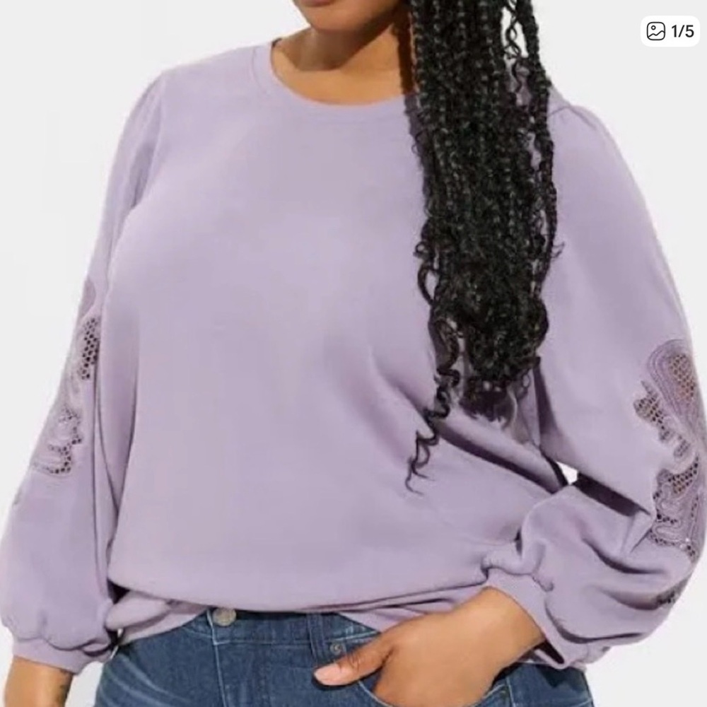 Torrid Lavender Women's Top with Lace Sleeves  3X